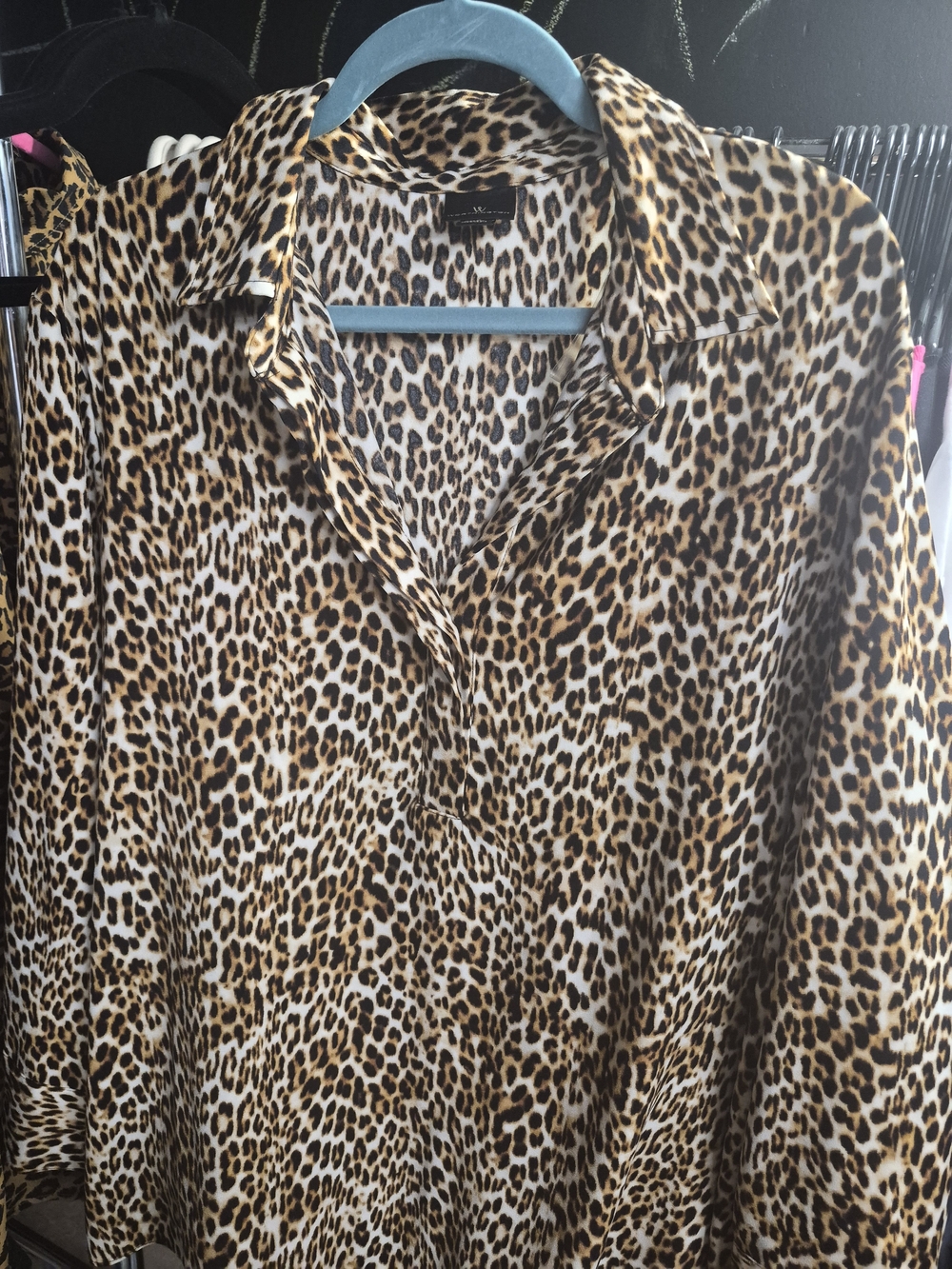 Worthington Leopard Print Button-Front Blouse in Tan and Brown